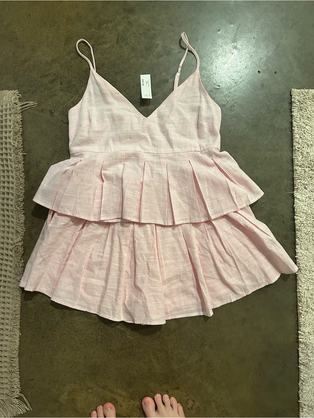 ILLA ILLA Pink Tiered Ruffled squirt, and tank top set with Spaghetti Straps